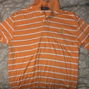 Ralph Lauren Orange and White Stripes Polo Shirt